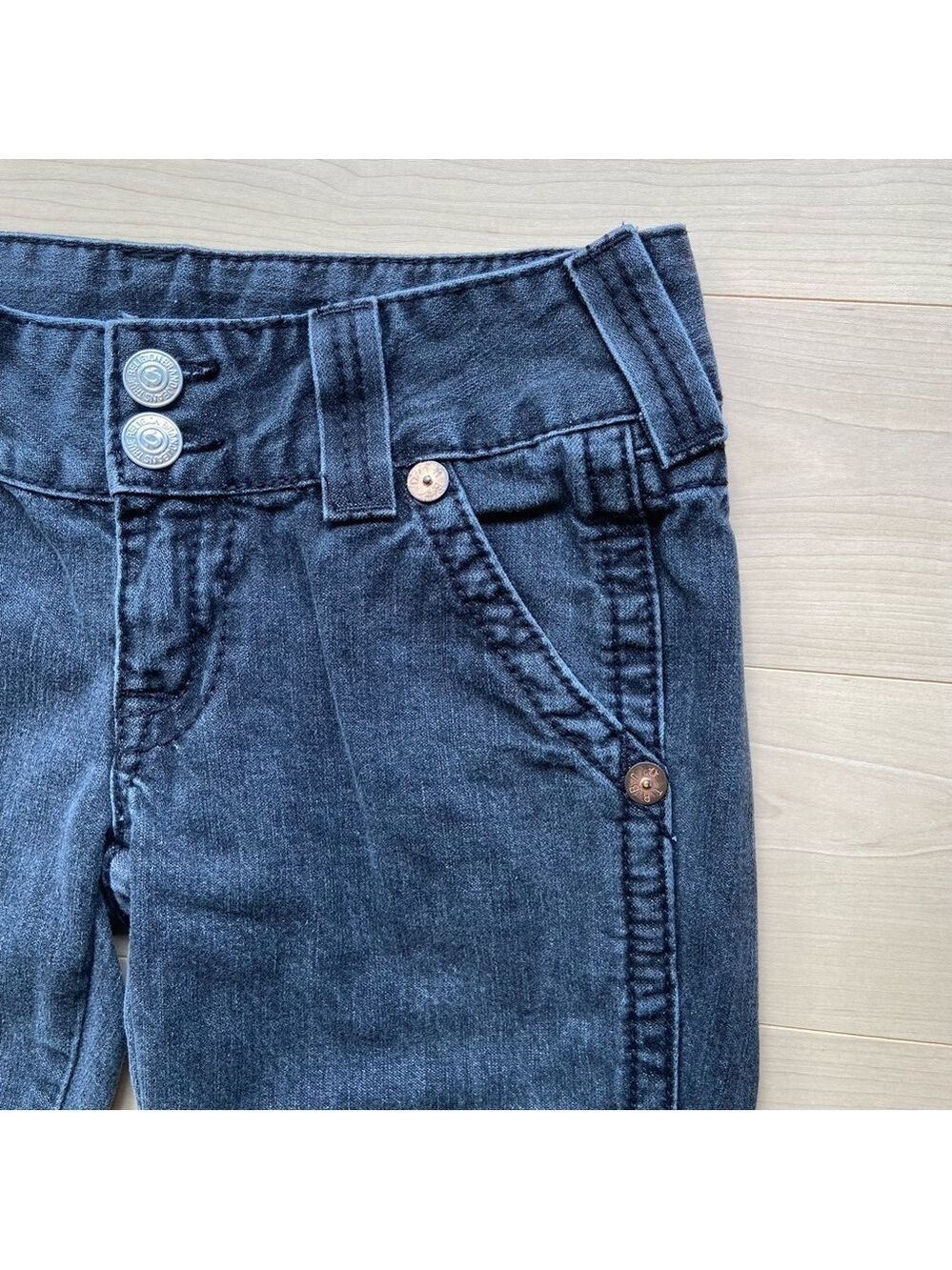 Rare True Religion Sammy crop Big T faded black capris pedal pusher pant size 28 - Picture 5 of 12